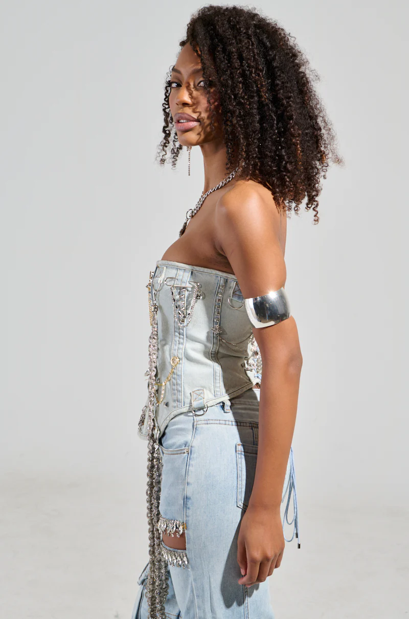 HOUDINI EMBELLISHED DENIM CORSET - Image 5