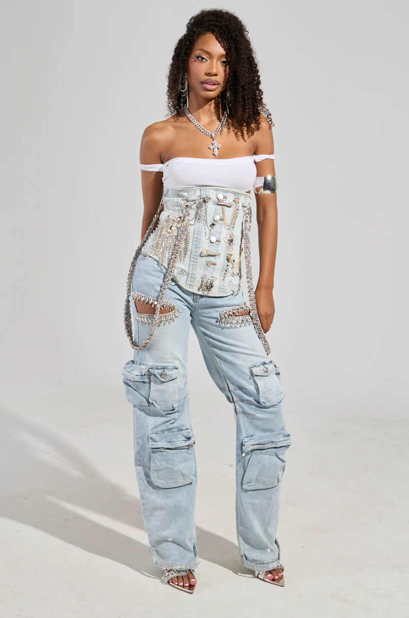 HOUDINI EMBELLISHED DENIM CORSET - Image 8