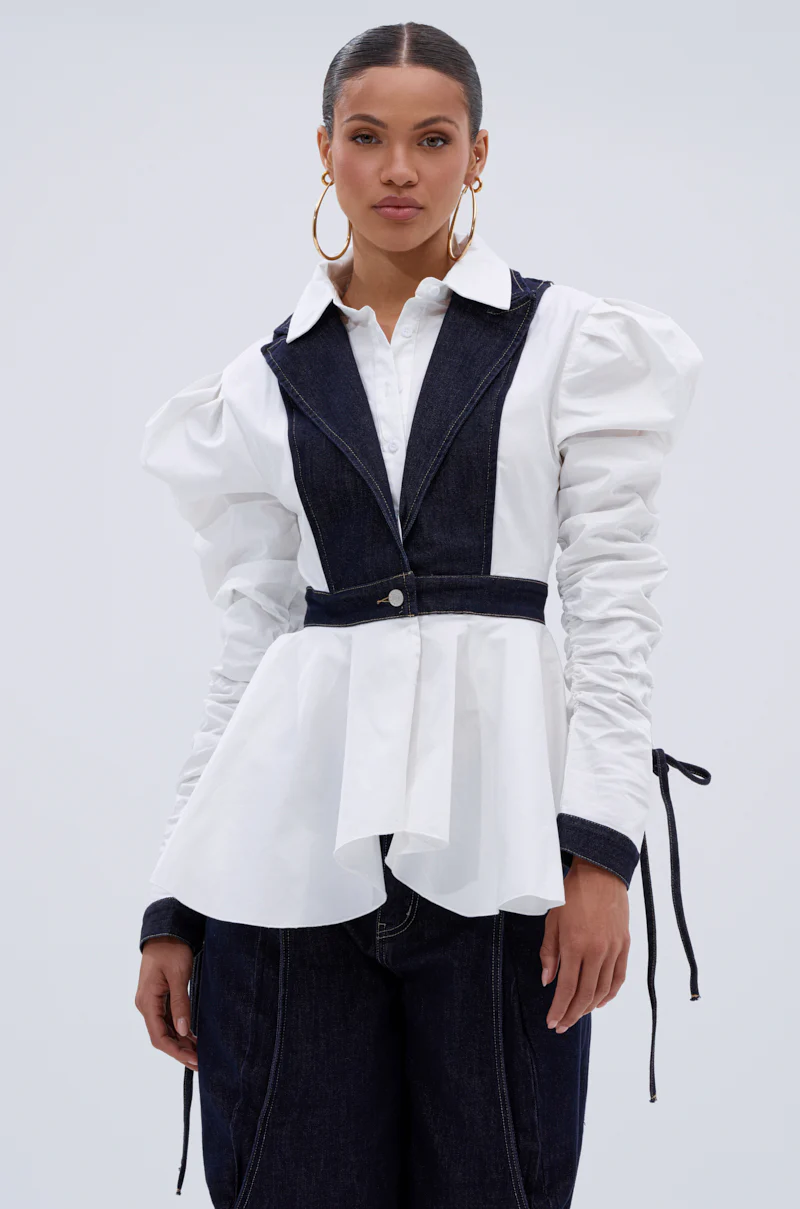 I ADORE YOU BUTTON DOWN BLOUSE - Image 3