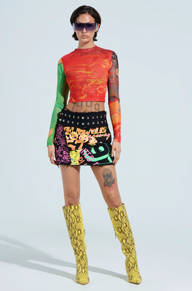 I AM A SURVIVOR PRINTED MINI SKIRT - Image 5