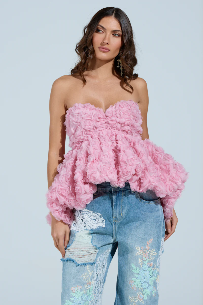 I CAN GET MY OWN FLOWERS STRAPLESS TOP - Image 2