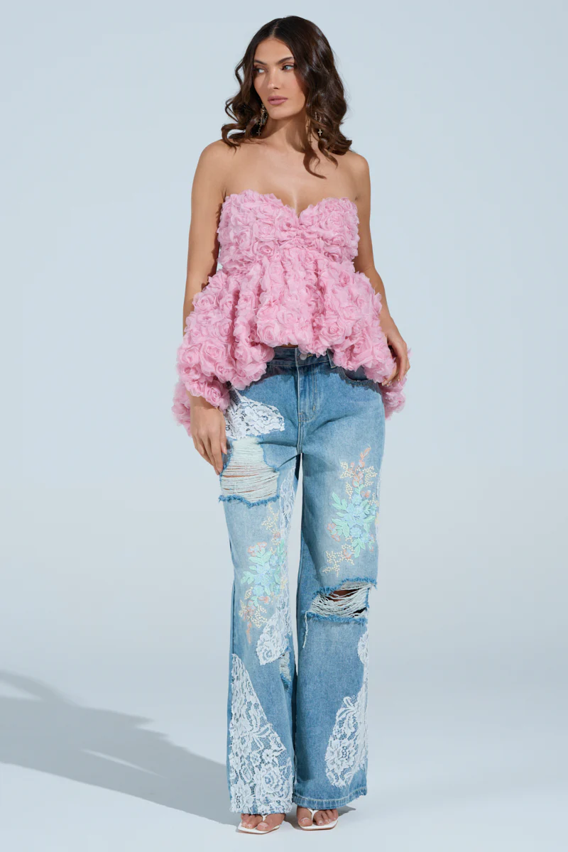 I CAN GET MY OWN FLOWERS STRAPLESS TOP - Image 6