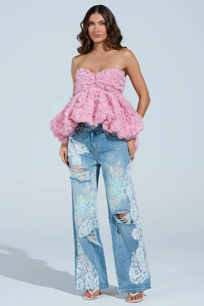 I CAN GET MY OWN FLOWERS STRAPLESS TOP - Image 7