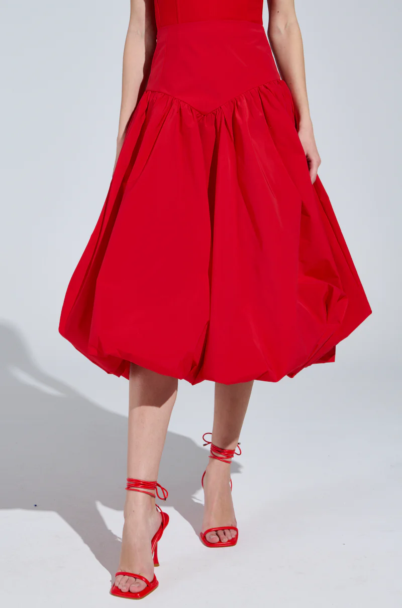 I FOUND YOU DROP WAIST MIDI SKIRT IN RED - Image 2