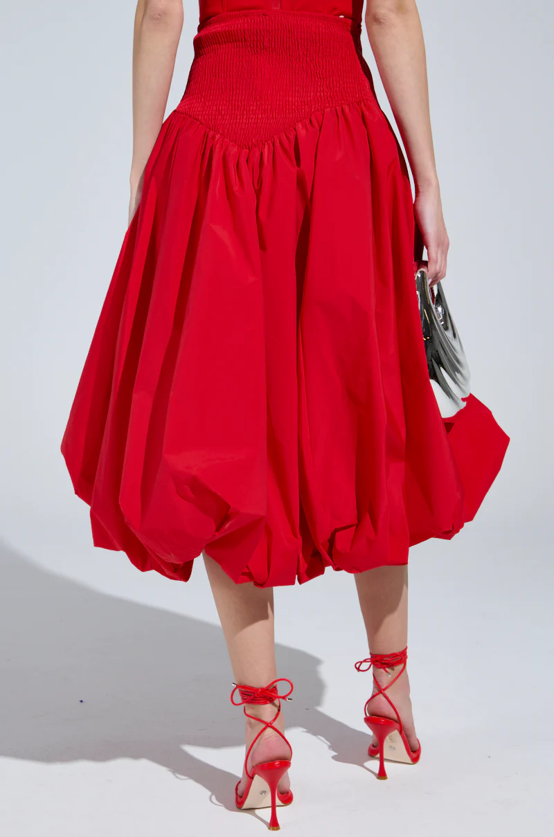 I FOUND YOU DROP WAIST MIDI SKIRT IN RED - Image 4