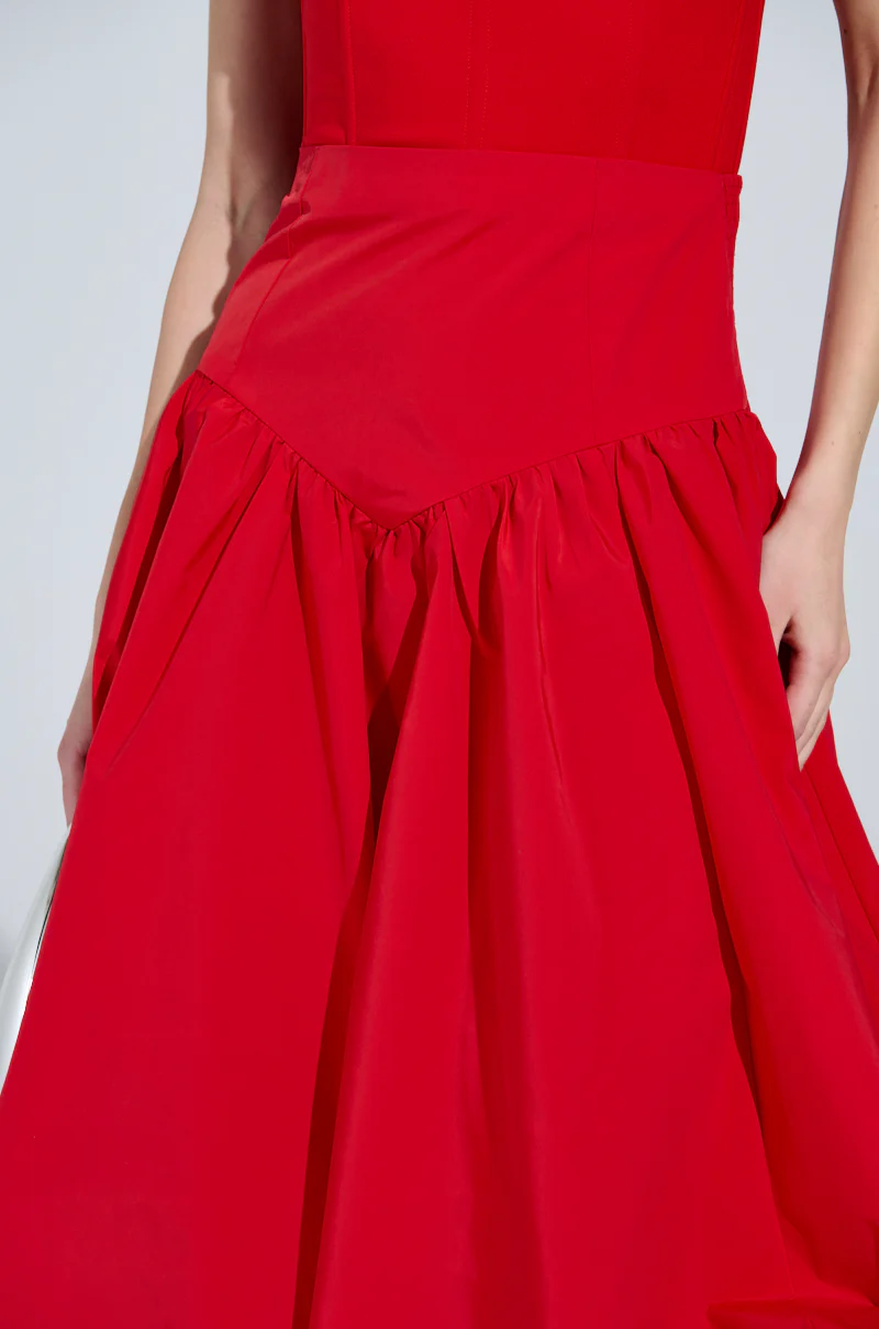 I FOUND YOU DROP WAIST MIDI SKIRT IN RED - Image 6