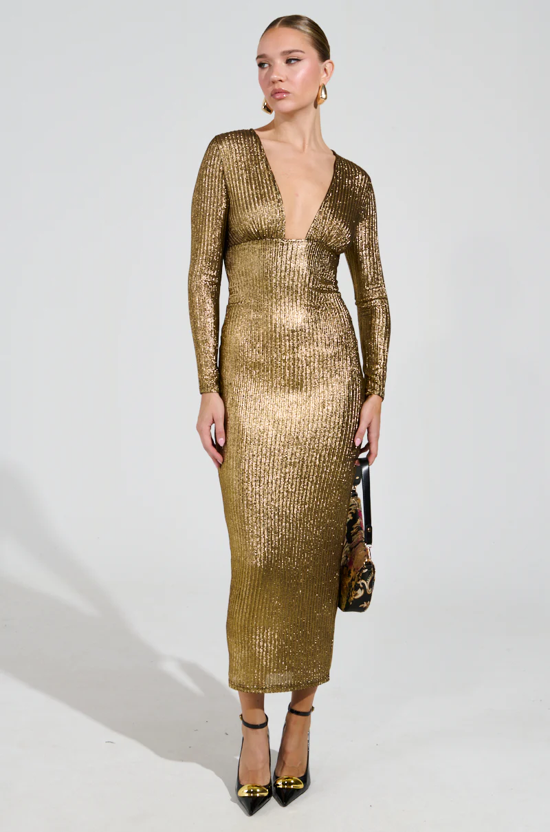 I GOT WHAT YOU LIKE METALLIC MAXI DRESS - Image 3