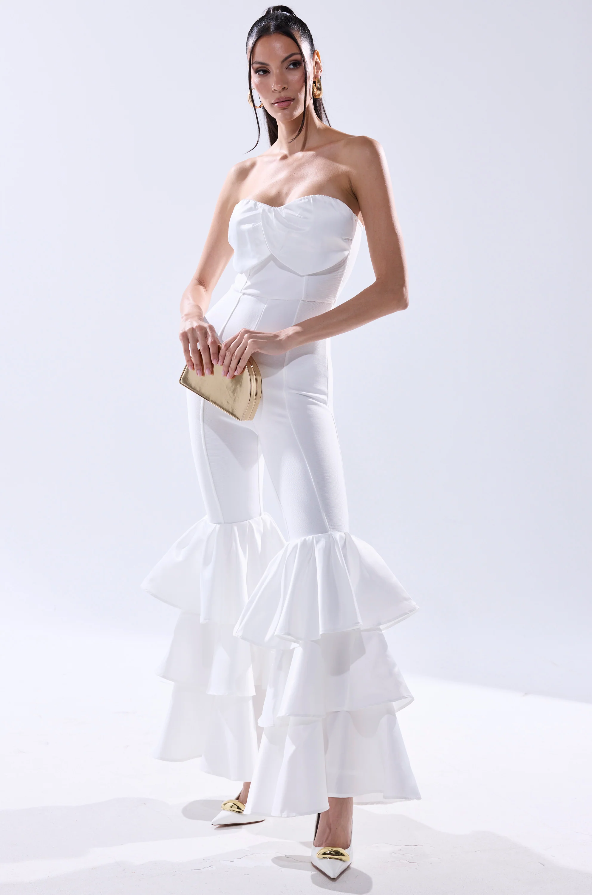 I JUST WANNA DANCE FLARE LEG JUMPSUIT IN WHITE - Image 2