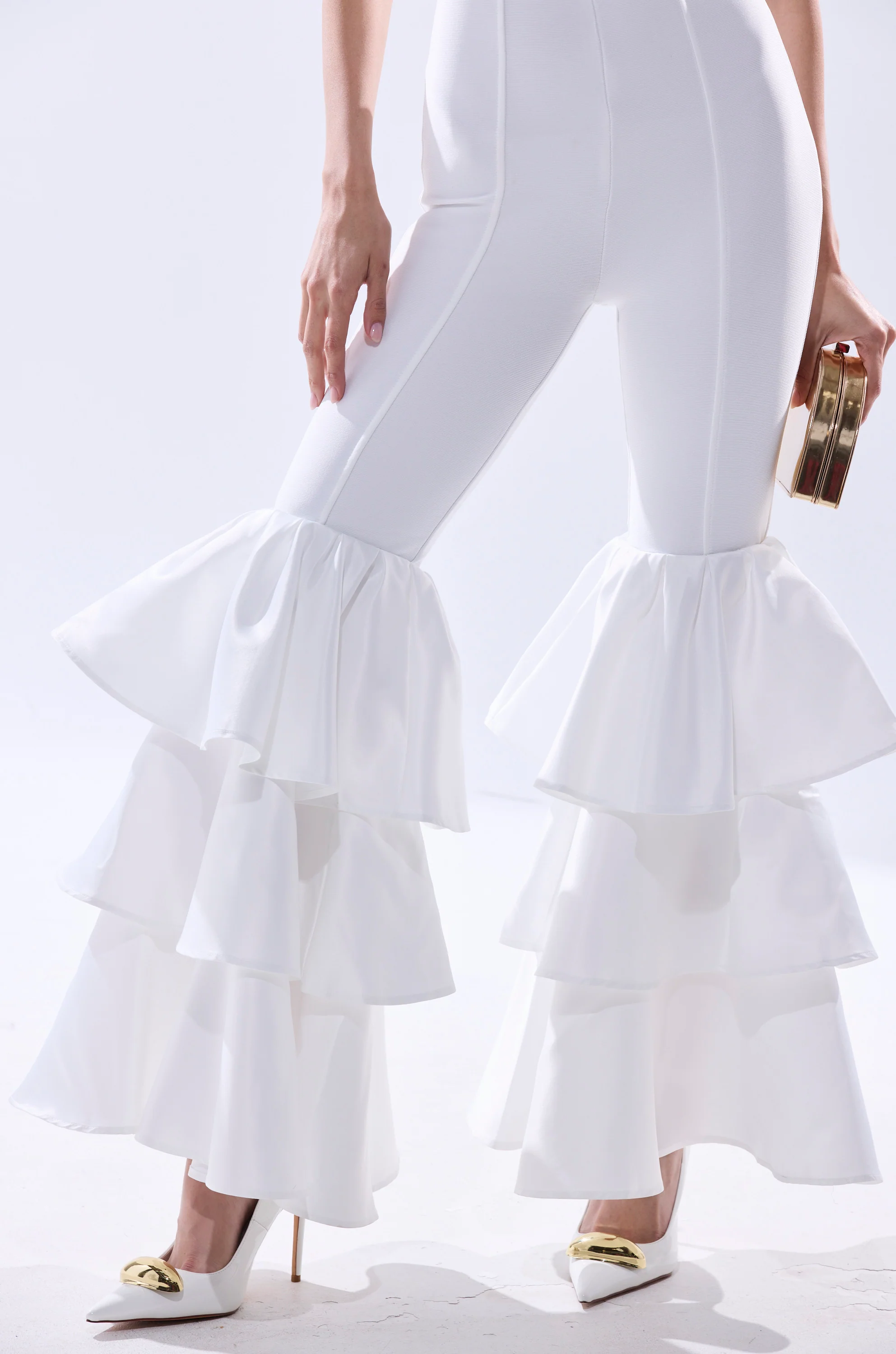 I JUST WANNA DANCE FLARE LEG JUMPSUIT IN WHITE - Image 5