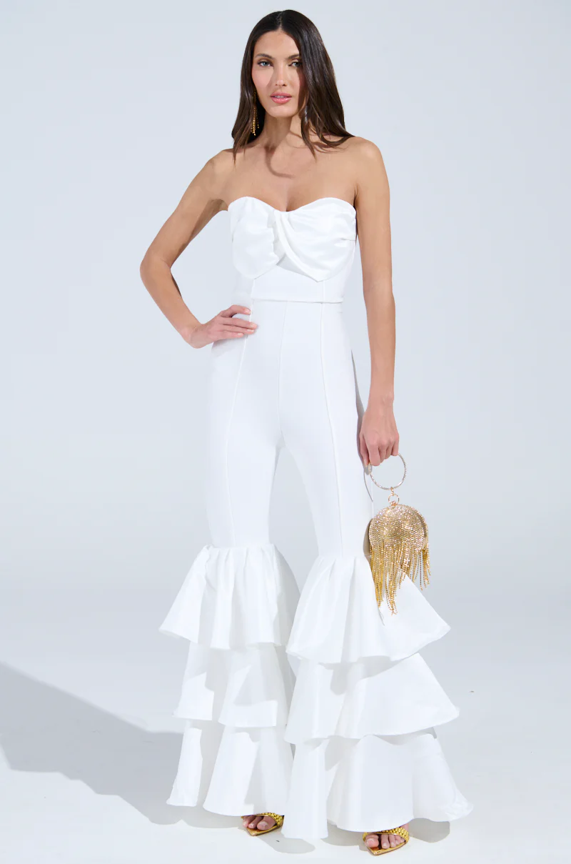 I JUST WANNA DANCE FLARE LEG JUMPSUIT IN WHITE - Image 6