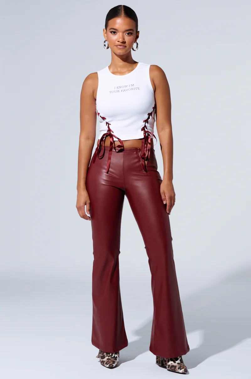 I KNOW I'M YOUR FAVORITE LACE UP CROPPED TANK - Image 5