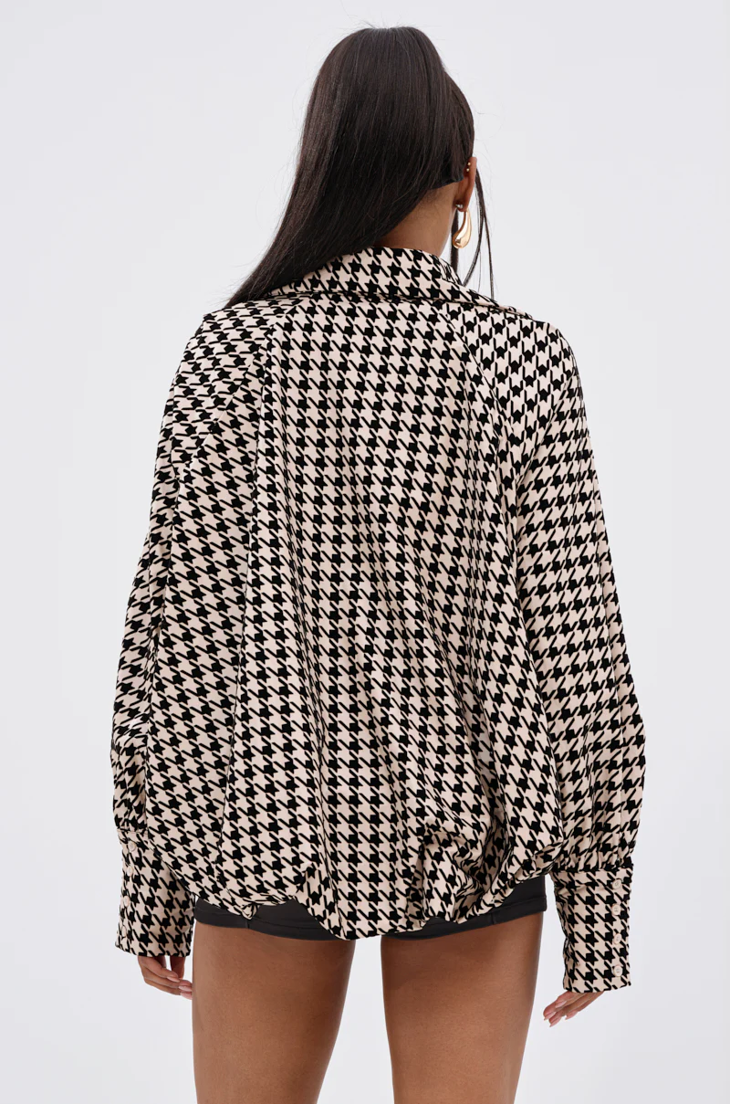 I KNOW WHAT I WANT HOUNDSTOOTH BLOUSE TOP - Image 4