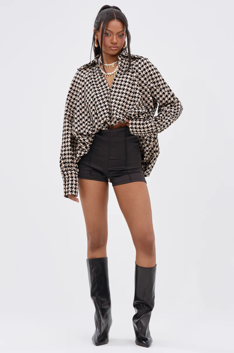I KNOW WHAT I WANT HOUNDSTOOTH BLOUSE TOP - Image 6