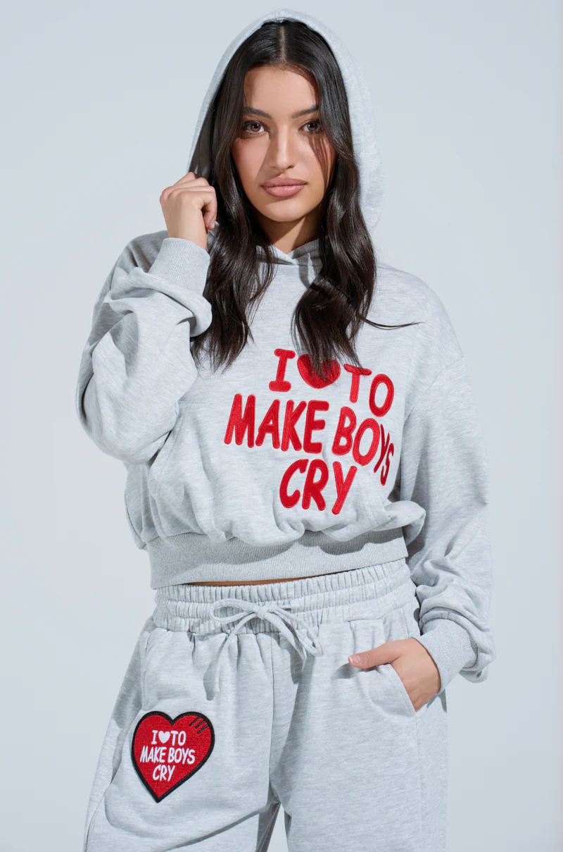 I LOVE TO MAKE BOYS CRY HOODED SWEATSHIRT - Image 2