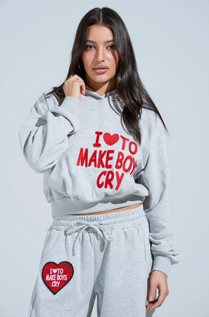 I LOVE TO MAKE BOYS CRY HOODED SWEATSHIRT - Image 3