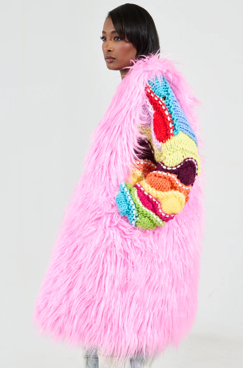 I LOVE YOU FAUX FUR OVERSIZED TOTE