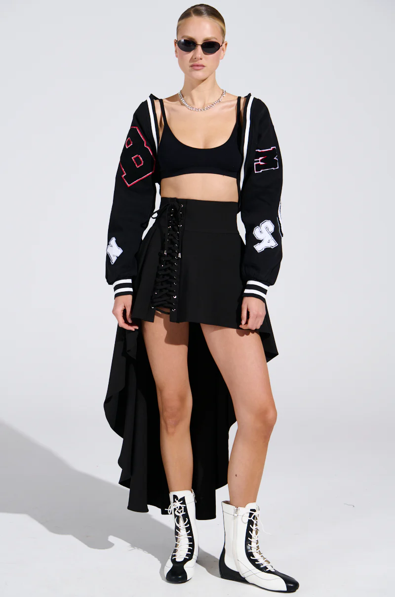 USED TO LOVE YOU SIDE LACE SKIRT IN BLACK - Image 6