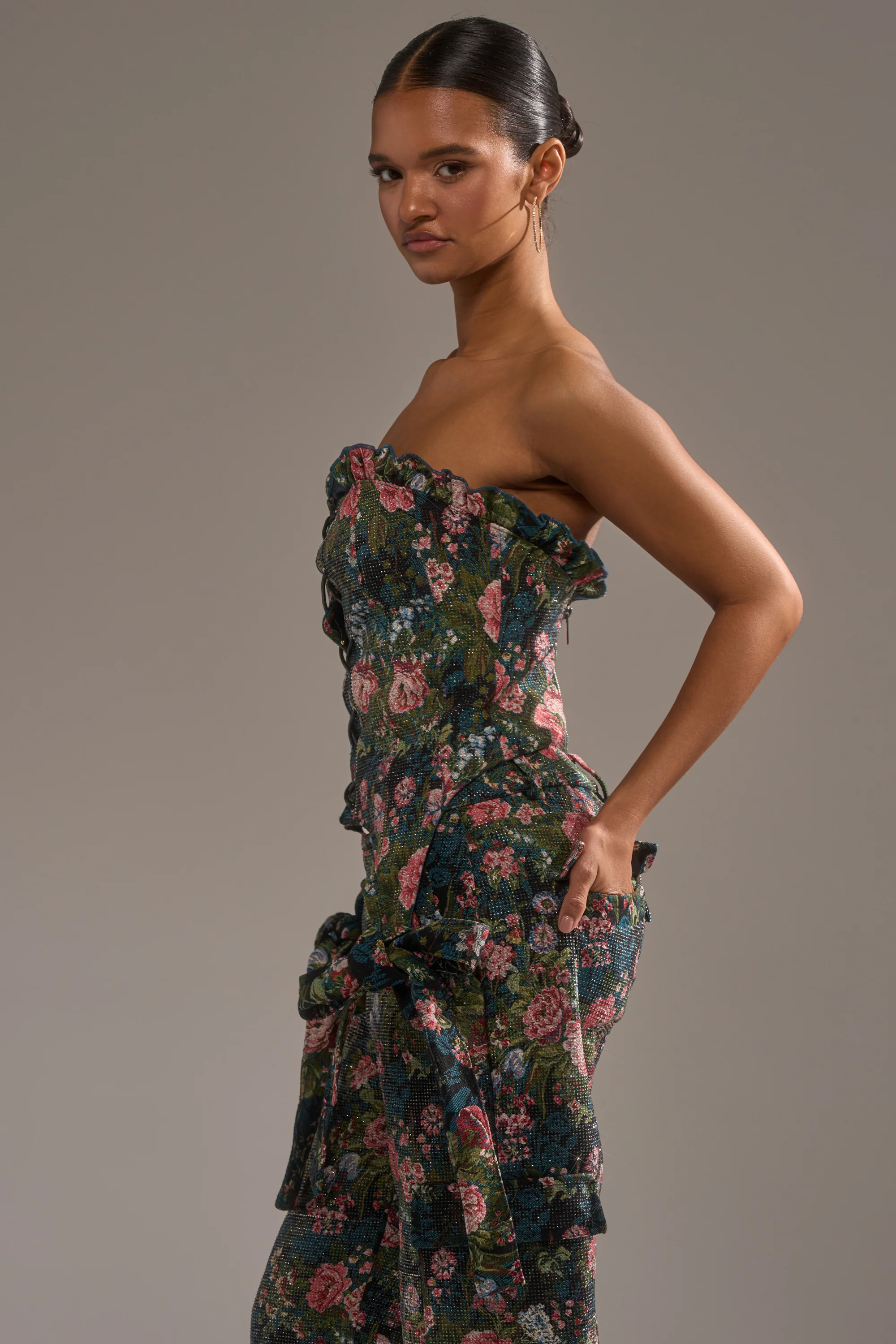 I WANT YOU FLORAL RHINESTONE CORSET - Image 3