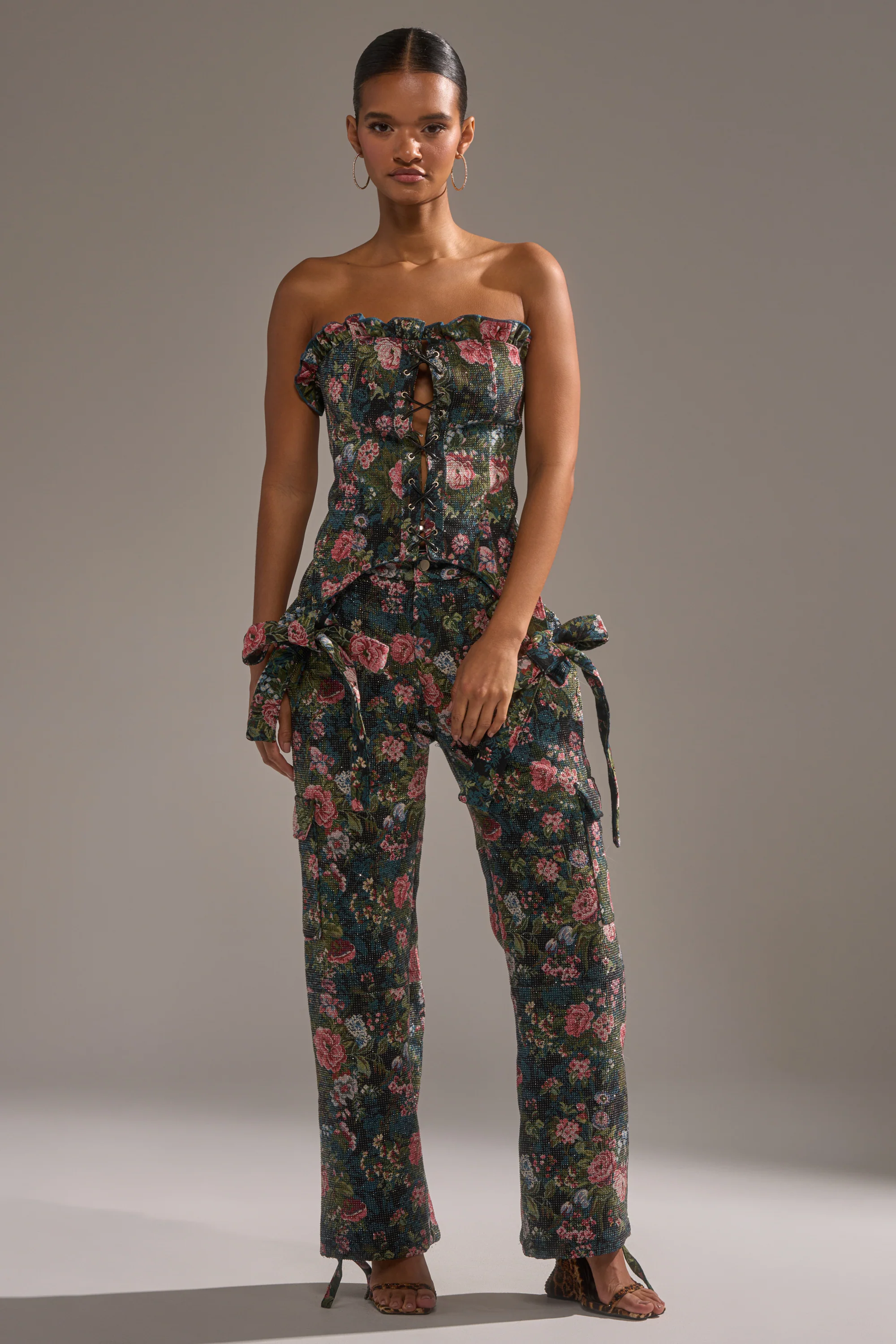 I WANT YOU FLORAL RHINESTONE TROUSER