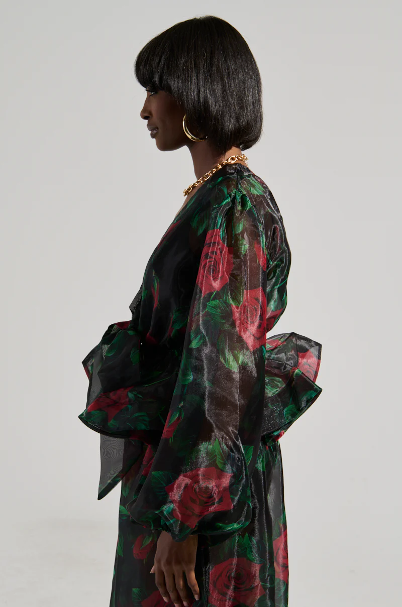 I WISH YOU ROSES TIE FRONT BLOUSE - Image 2