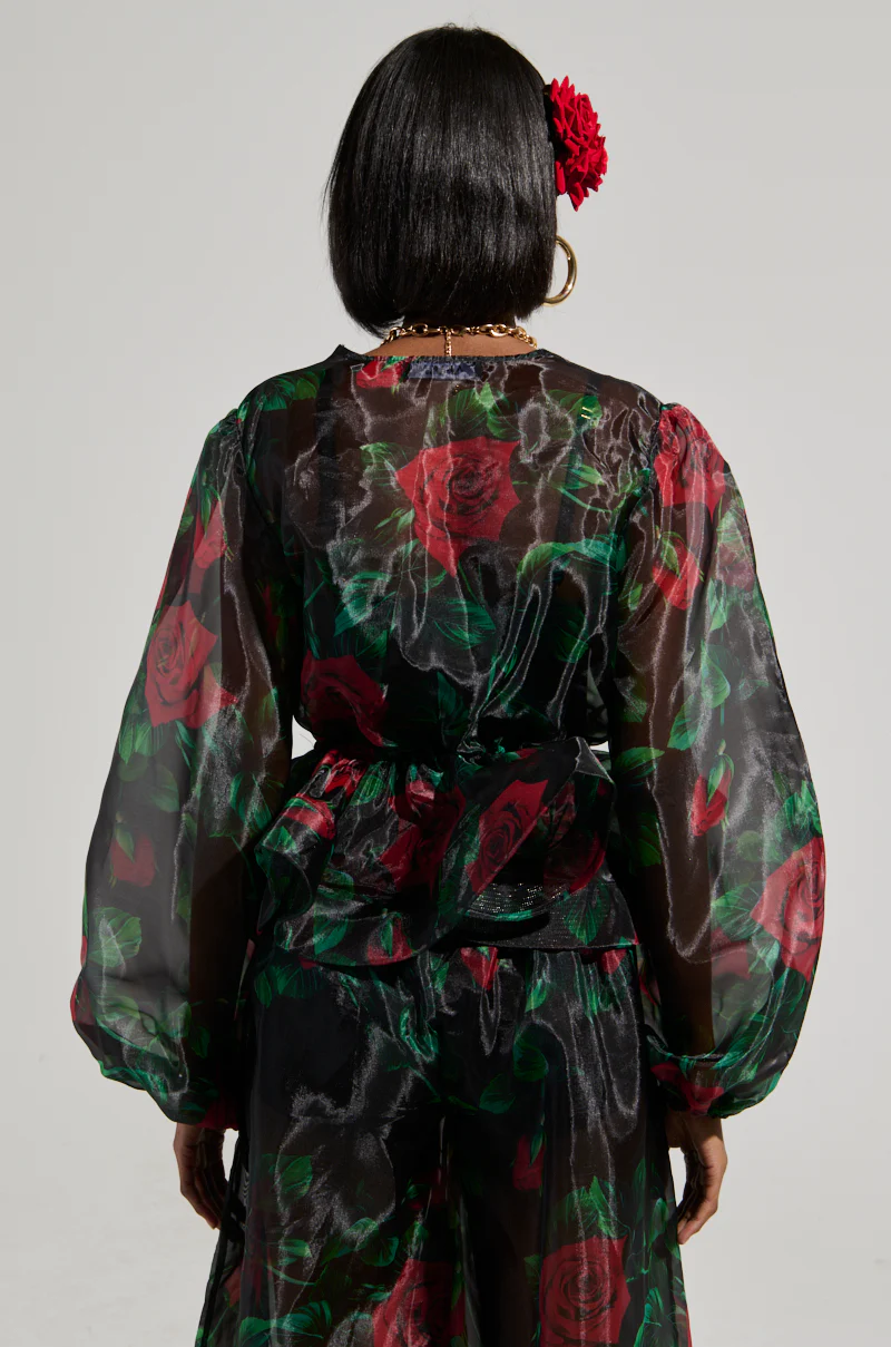 I WISH YOU ROSES TIE FRONT BLOUSE - Image 3