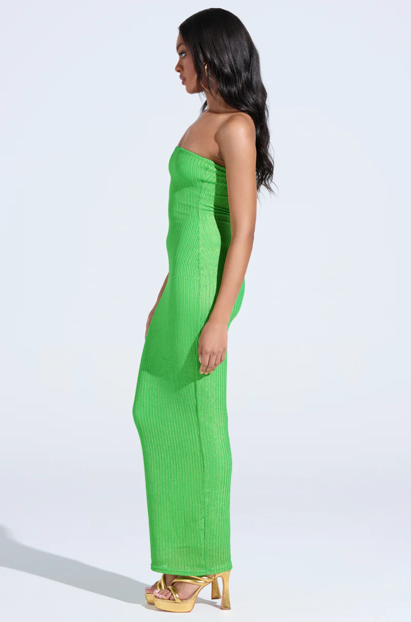 IF YOU'RE LUCKY METALLIC MAXI DRESS IN GREEN - Image 4