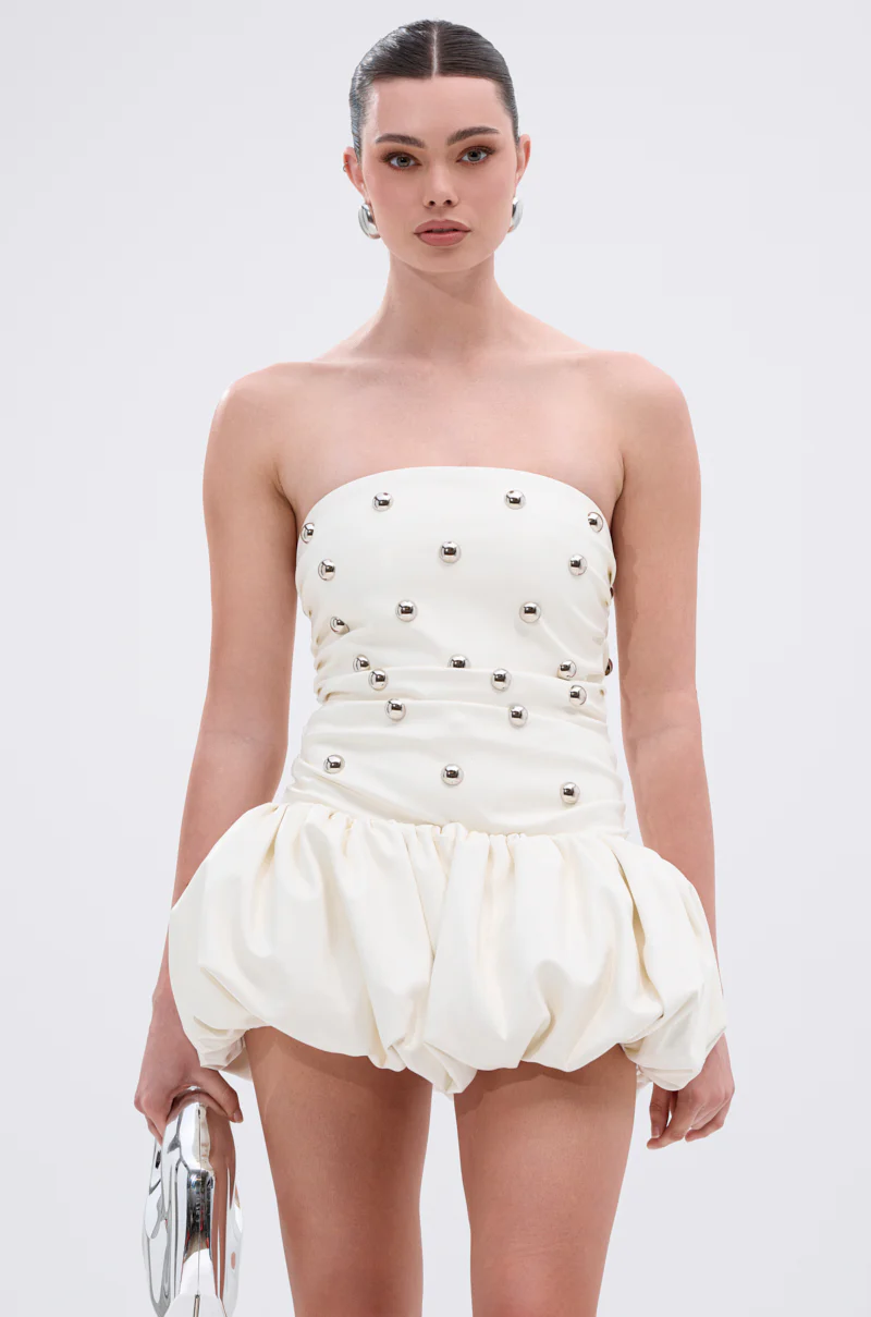 ILLUSION PU MINI DRESS WITH METAL DETAILS - Image 2