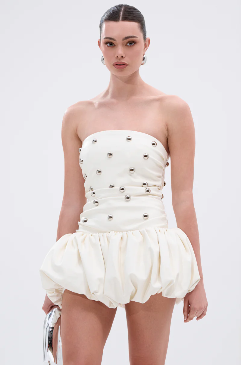 ILLUSION PU MINI DRESS WITH METAL DETAILS - Image 3
