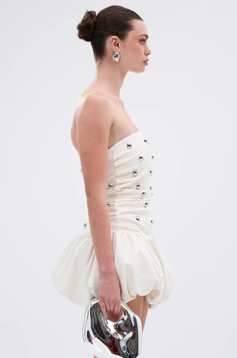 ILLUSION PU MINI DRESS WITH METAL DETAILS - Image 4