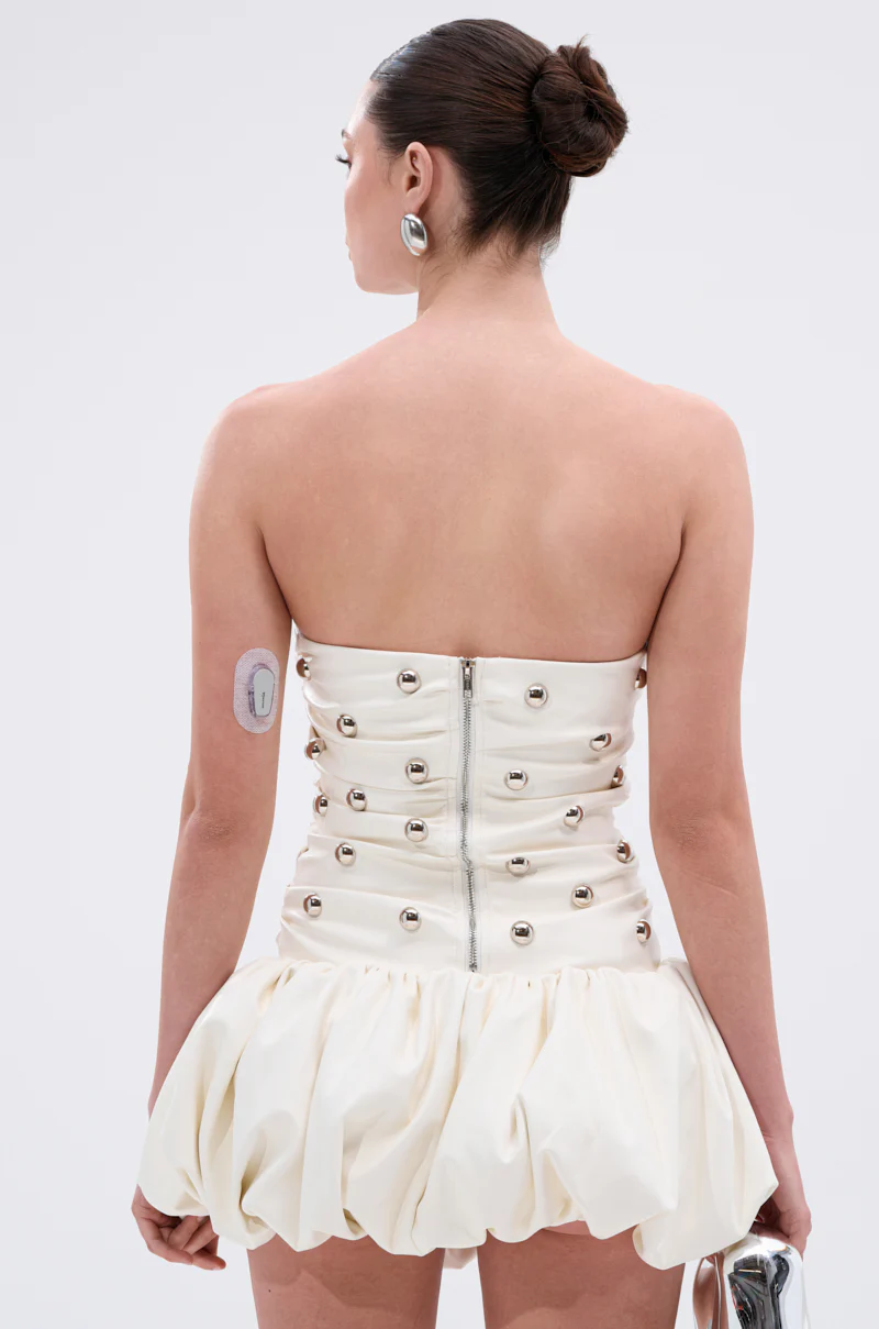 ILLUSION PU MINI DRESS WITH METAL DETAILS - Image 5