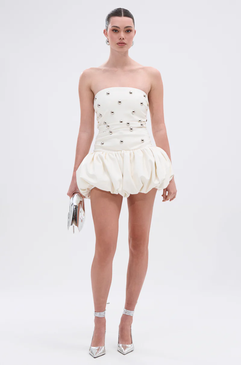 ILLUSION PU MINI DRESS WITH METAL DETAILS - Image 6
