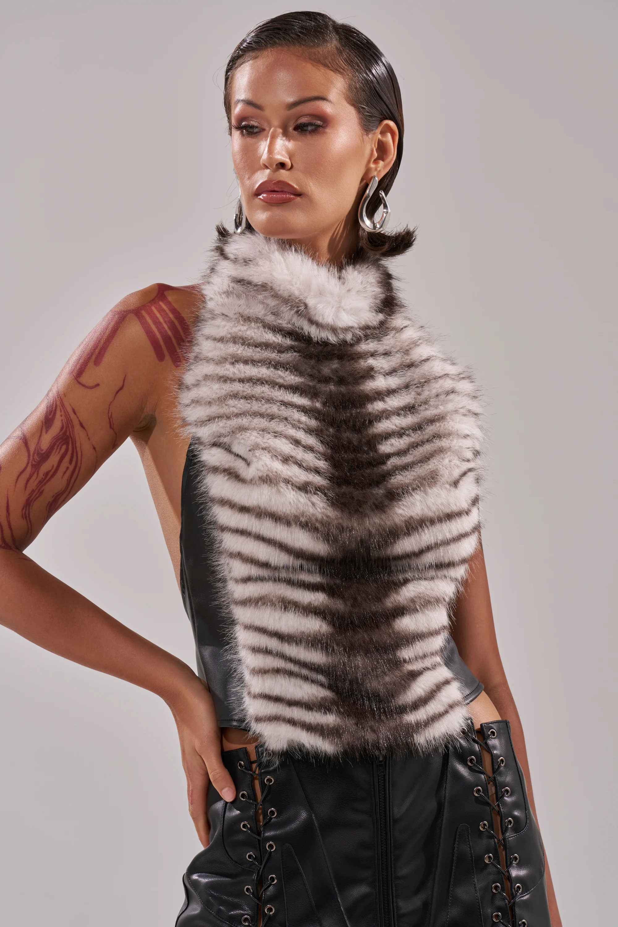 I'M MY OWN SPIRIT ANIMAL MOCK NECK FUR TOP - Image 2