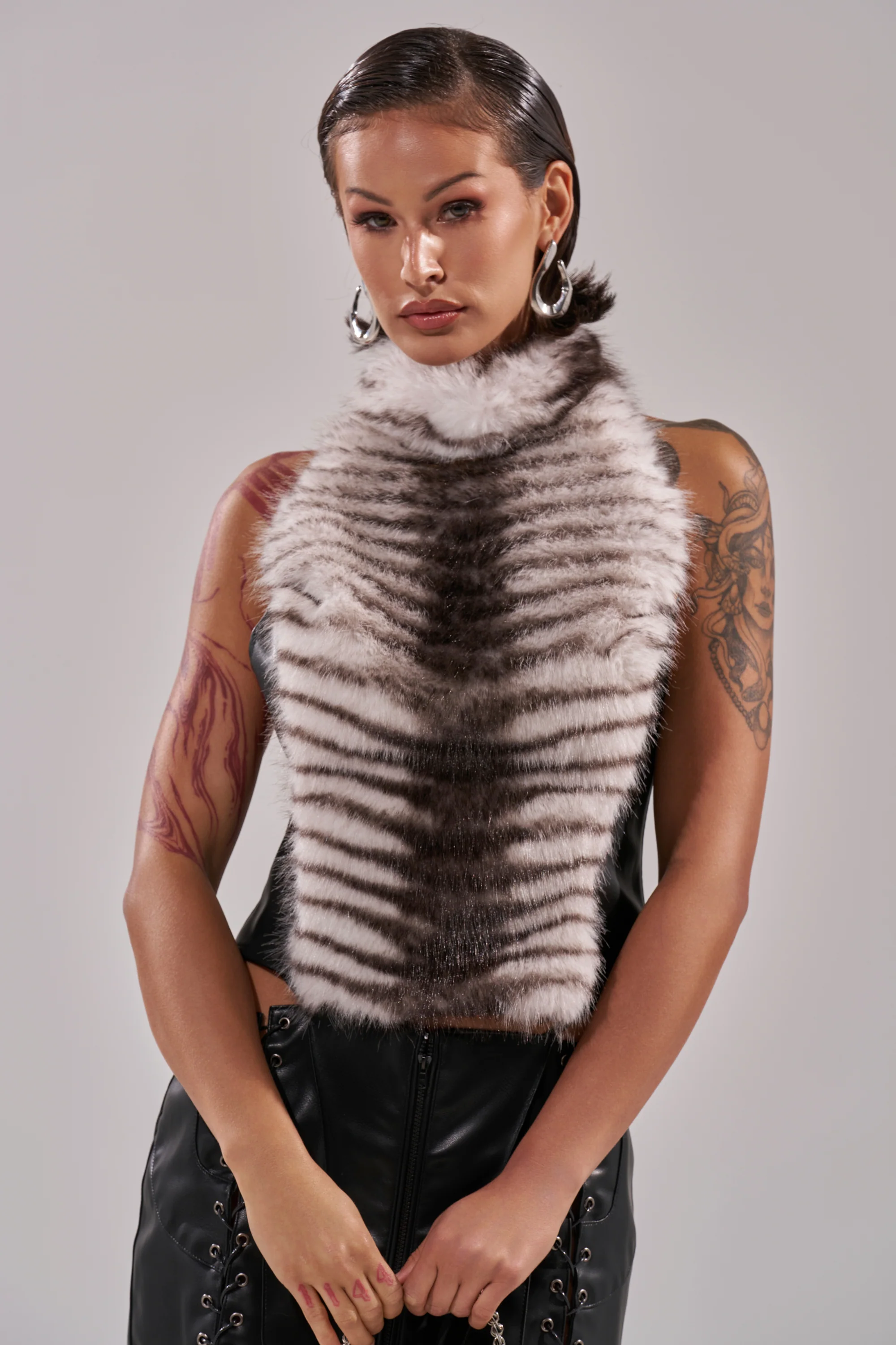 I'M MY OWN SPIRIT ANIMAL MOCK NECK FUR TOP - Image 3