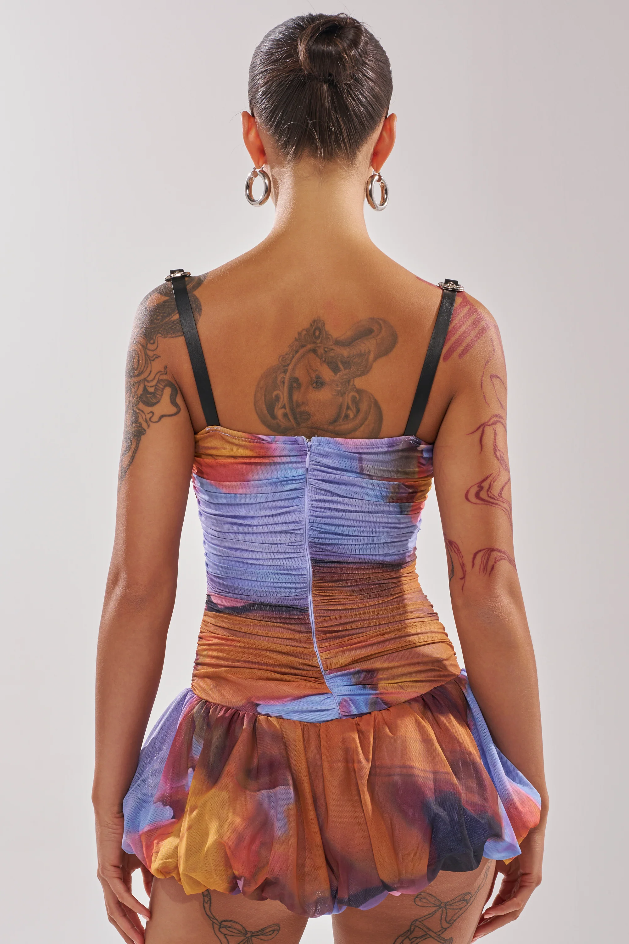 IN A MOOD PRINTED MINI DRESS IN PURPLE - Image 4