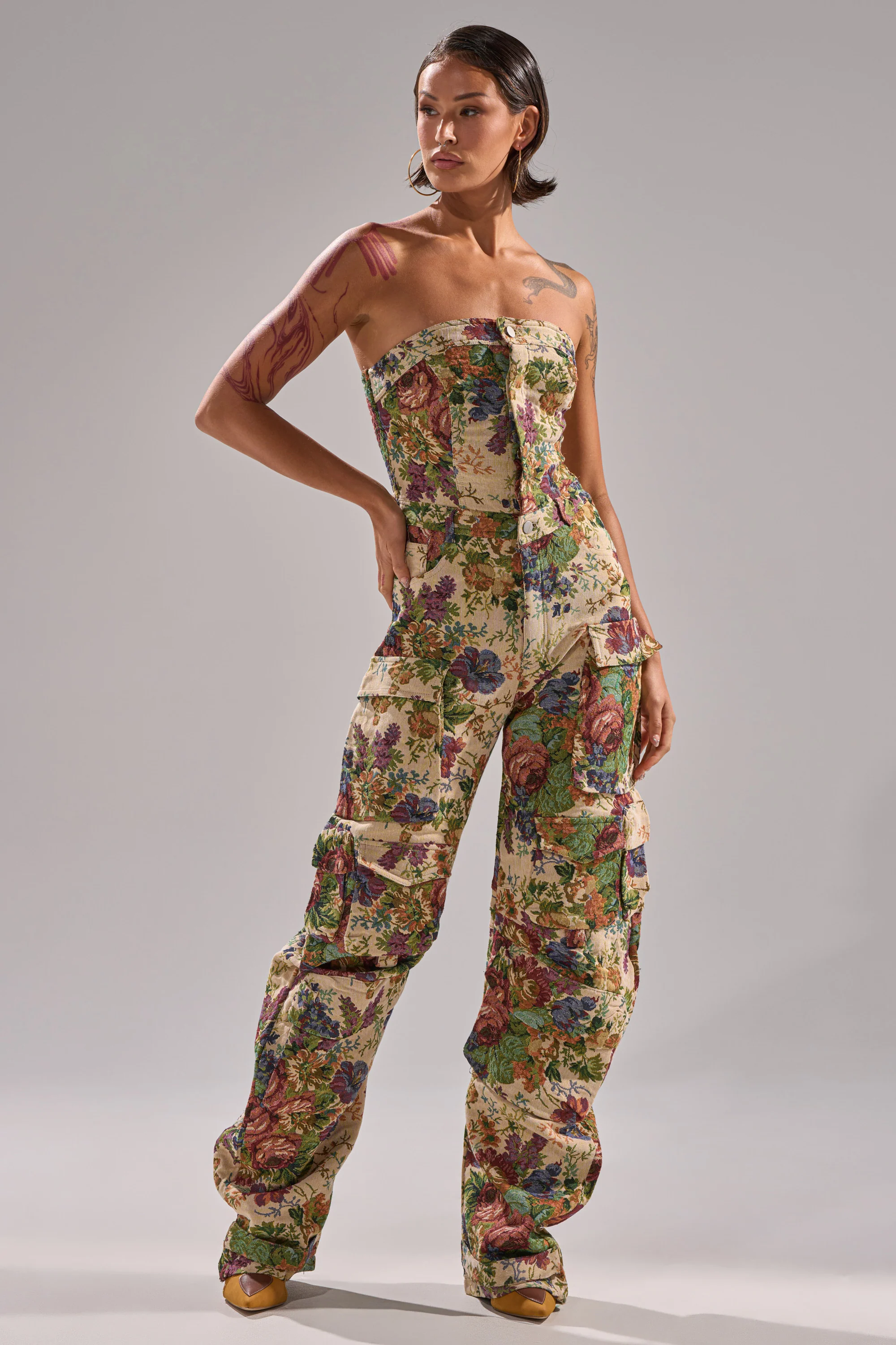 IN HER ELEMENT FLORAL WOVEN JUMPSUIT