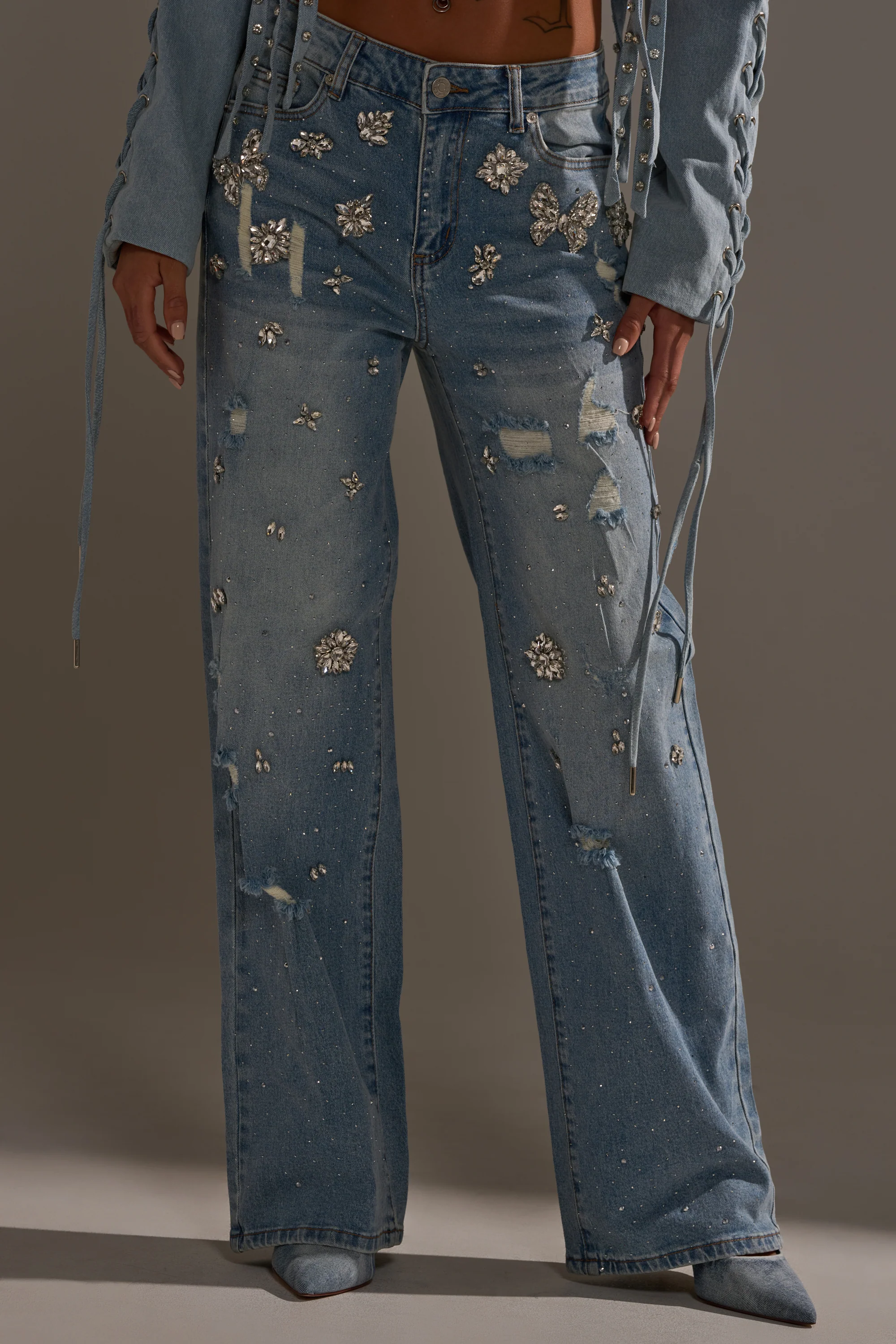 IN YOUR DREAMS RHINESTONE DENIM JEANS - Image 2
