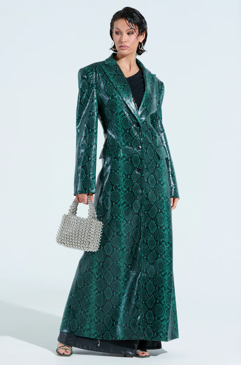 INCOGNITO SNAKE PRINT TRENCH IN GREEN - Image 4