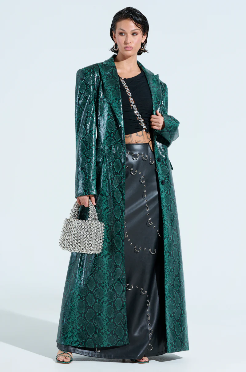 INCOGNITO SNAKE PRINT TRENCH IN GREEN - Image 5