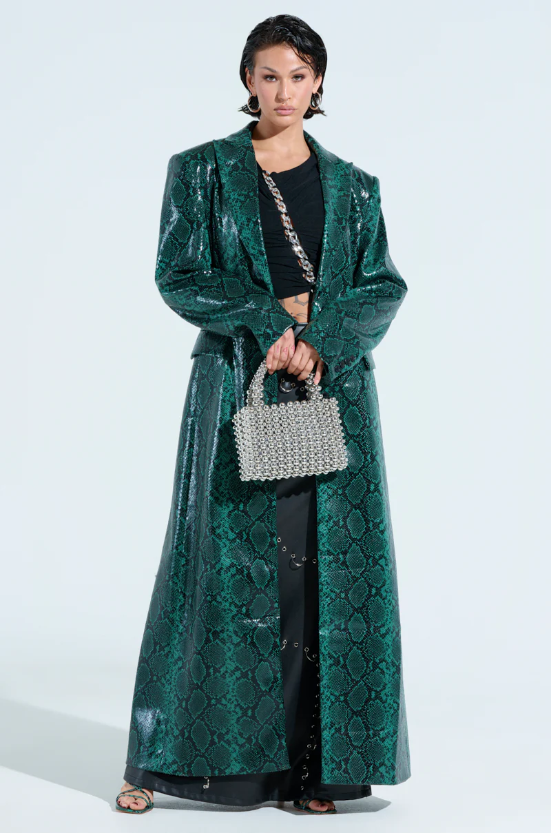 INCOGNITO SNAKE PRINT TRENCH IN GREEN - Image 6