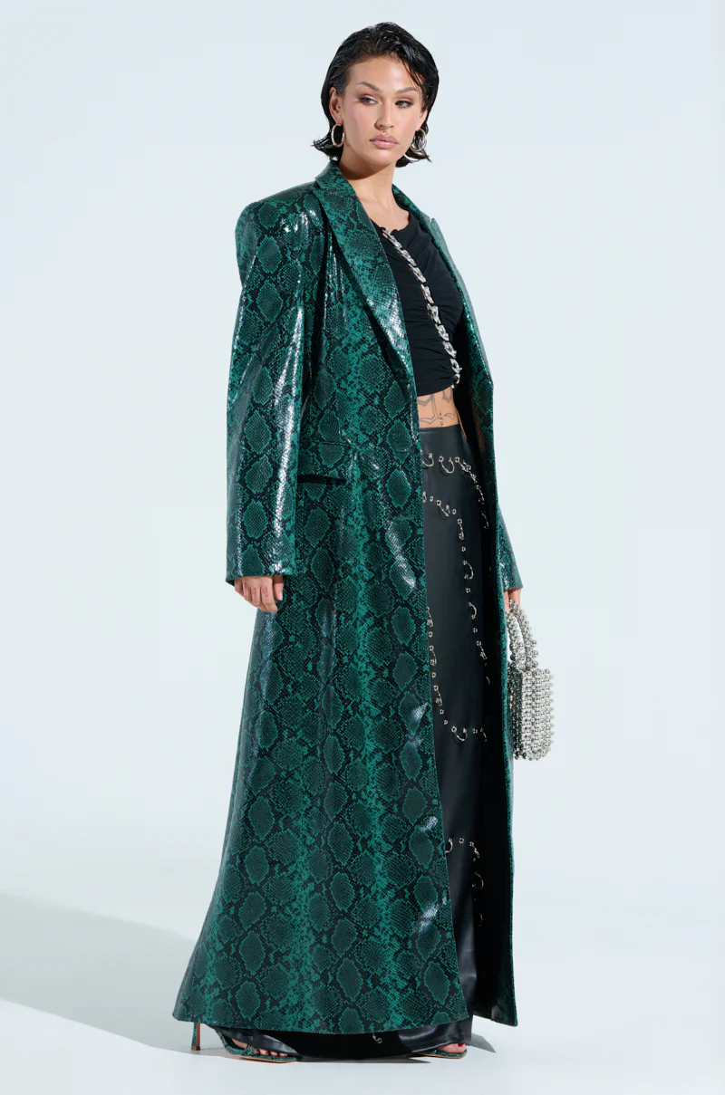 INCOGNITO SNAKE PRINT TRENCH IN GREEN - Image 7