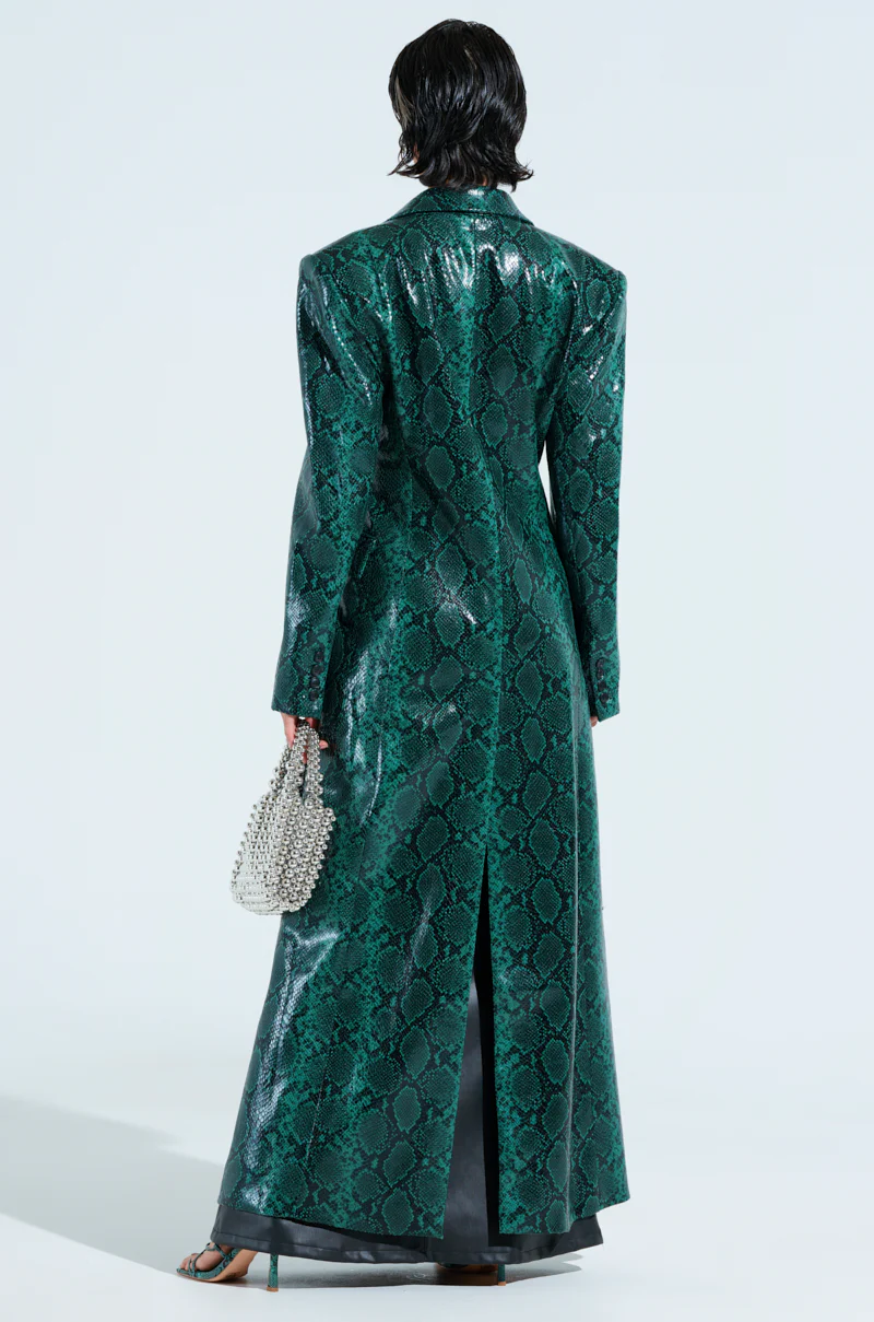 INCOGNITO SNAKE PRINT TRENCH IN GREEN - Image 9