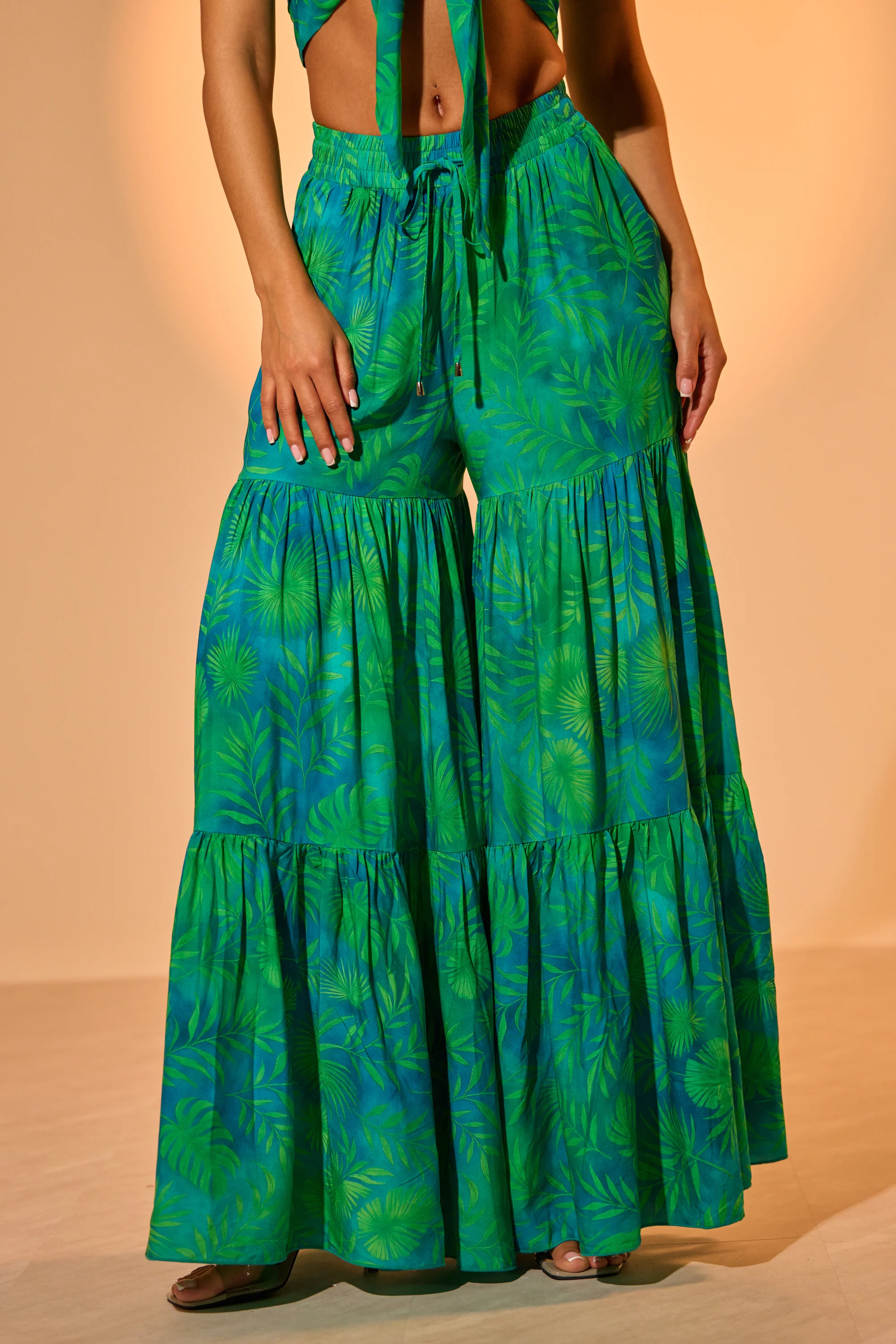 INTO THE GARDEN PALAZZO PANT IN GREEN - Image 3