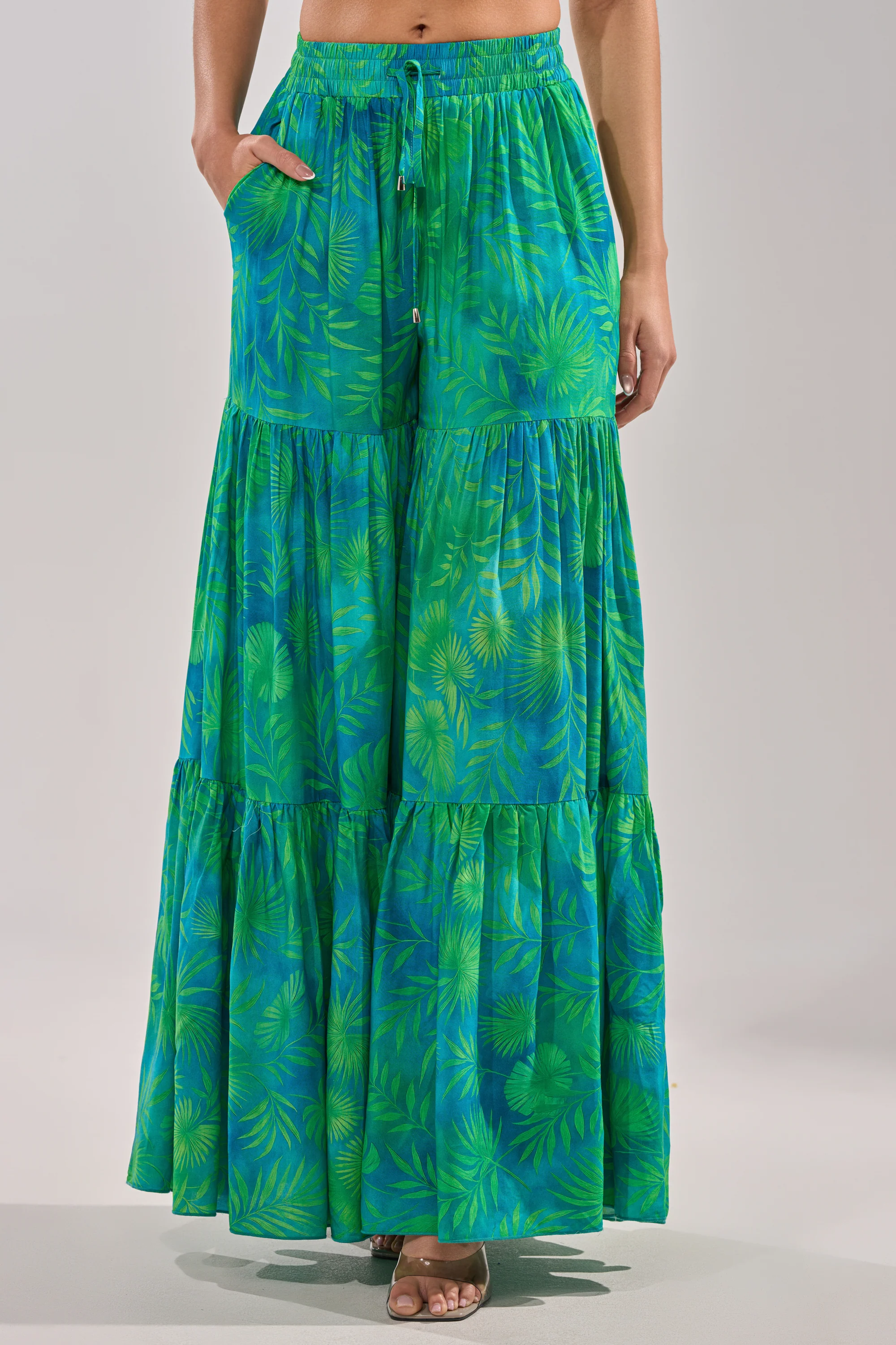 INTO THE GARDEN PALAZZO PANT IN GREEN - Image 5