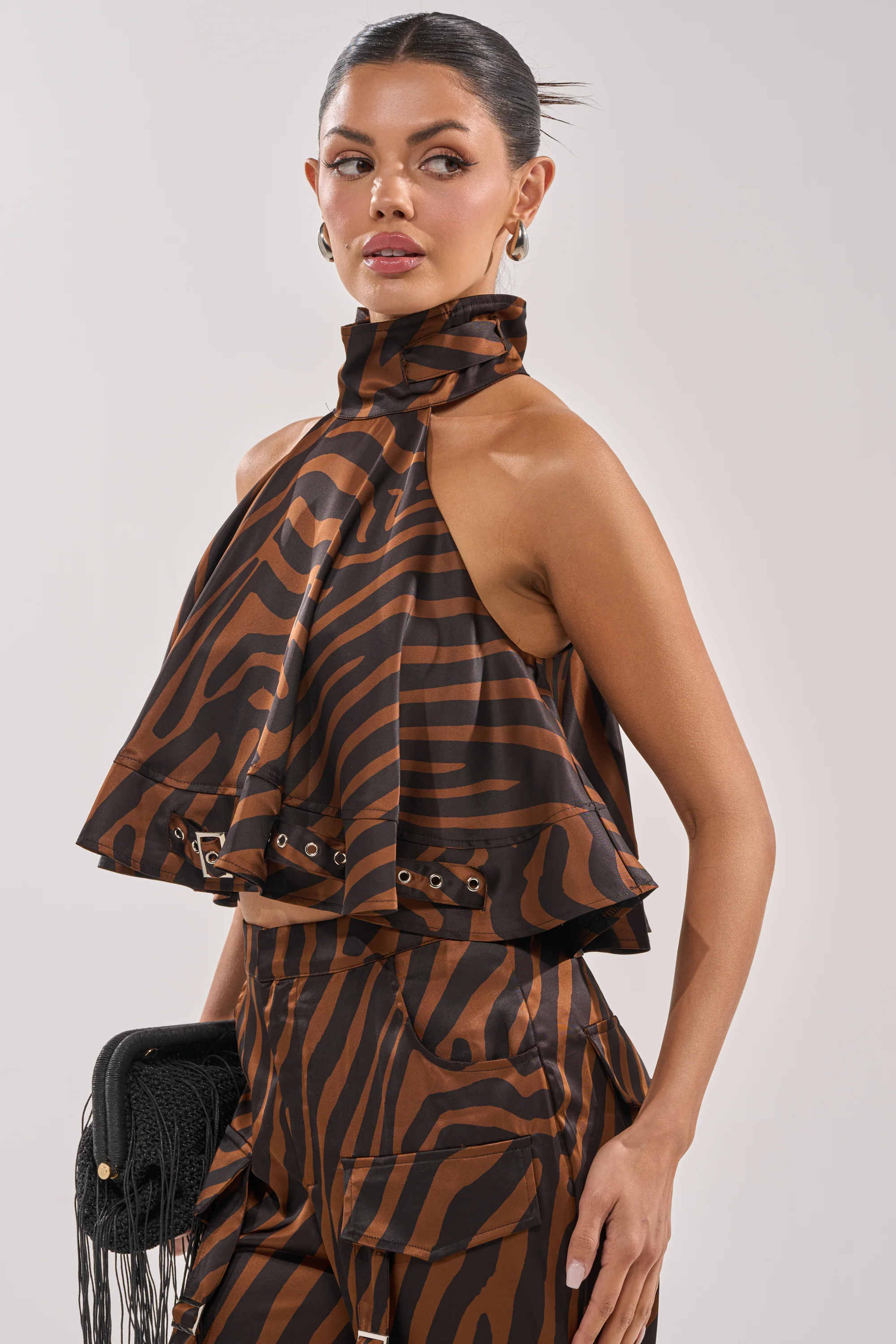 INTO THE WILD ZEBRA HALTER NECK BLOUSE - Image 4