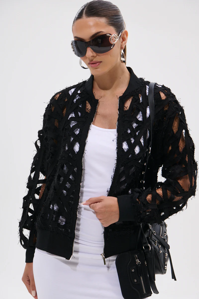 IONA CUTOUT DENIM BOMBER