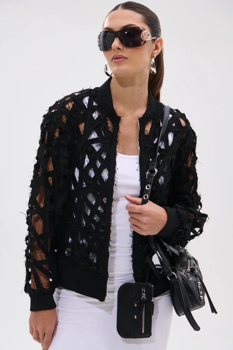 IONA CUTOUT DENIM BOMBER - Image 4