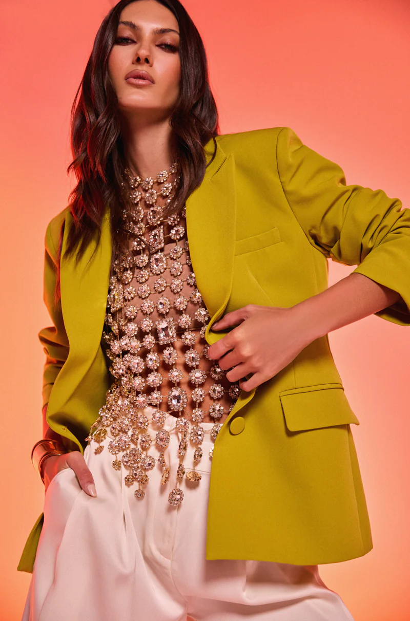 IRIS BLAZER IN CHARTREUSE