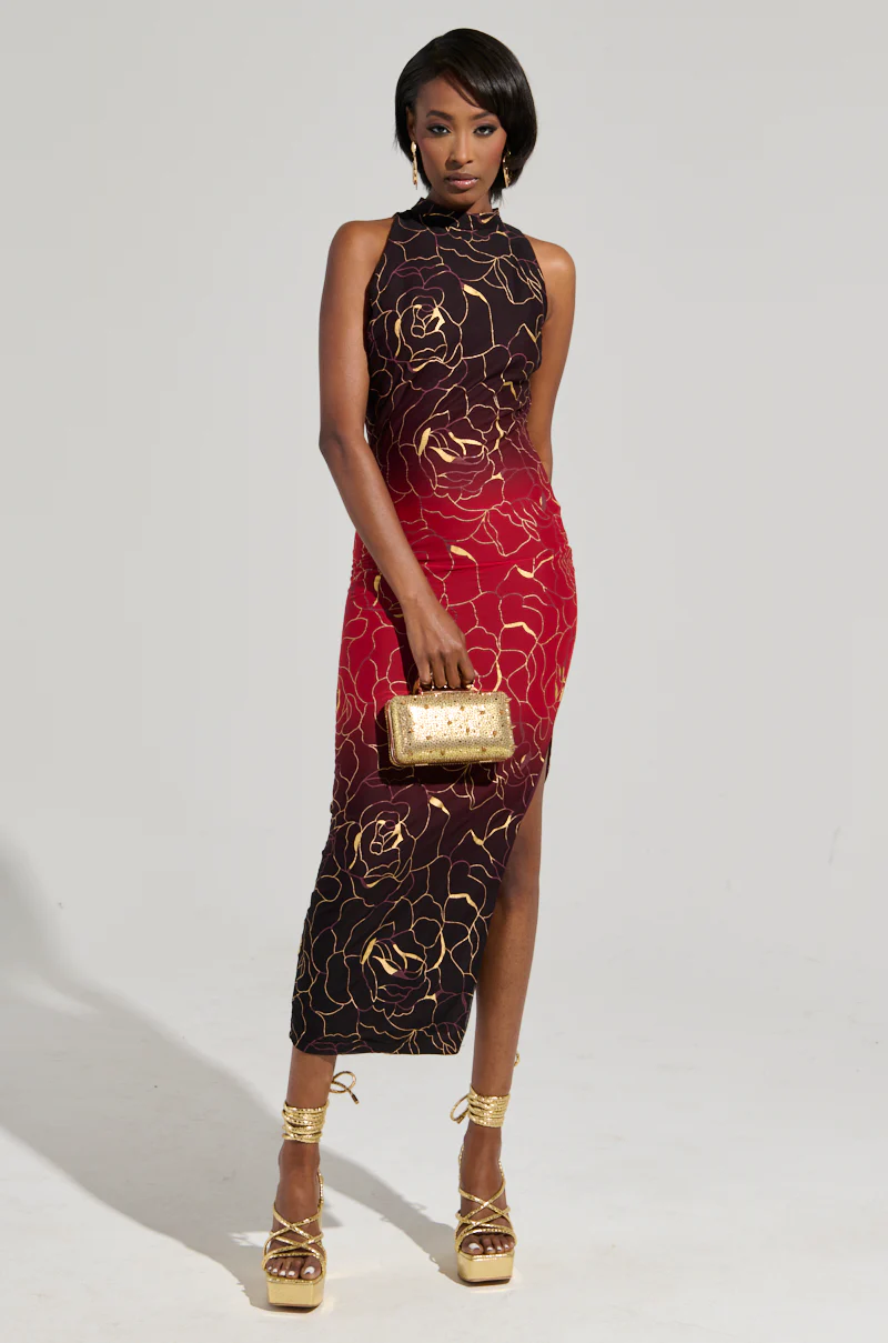 IRIS METALLIC OMBRE PRINTED MIDI DRESS - Image 2