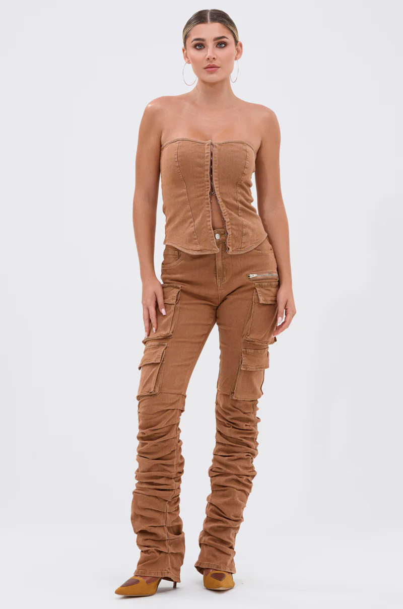 IT GETS EASIER DENIM CORSET IN MOCHA - Image 5