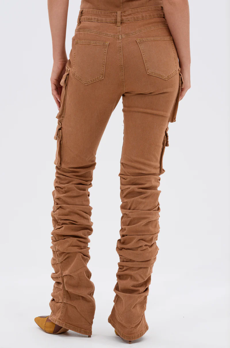 IT GETS EASIER STACKED CARGO PANT IN MOCHA - Image 5